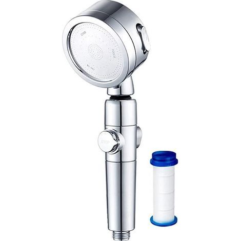 Silver Transparent Shower Head, High Pressure Shower Filter (For Shower Head Stop Button) (1/4)