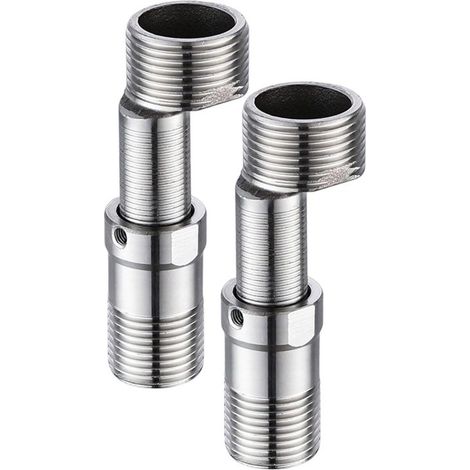 Beyamis Robinet de douche télescopique universel en acier inoxydable 304, pied incurvé excentrique, diamètre 5,6 cm à 7,8 cm, ensemble de 2 pièces (1/5)