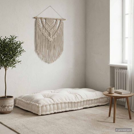 Coussin de canapé sur palette modulable en tissu crème 120 x 80 x 12 cm intérieur extérieur - PANGIVO (1/5)