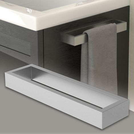 ML-Design Porte-Serviettes sans Perçage, Autocollante, 26 cm, Argent, Acier Inox, Range-Serviettes à Suspendre, Support Mural, Design Moderne, pour Salle de Bain, Cuisine, 3 Bandes Adhésives Incluses (1/5)