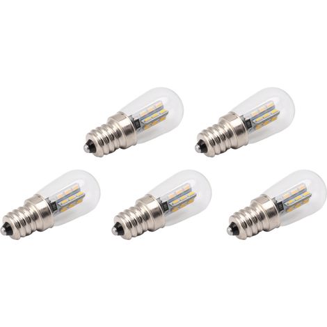 Lot de 5 ampoules LED E12 haute luminosité 120 V pour réfrigérateur, avec 24 LED LED à lumière chaude. (1/5)