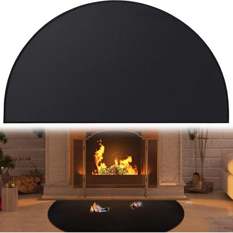 Feuerfeste Untergrill- und Kaminmatte 106×61cm, ölfeste BBQ-Grillmatte für Terrassen und Veranden, Feuerstellenmatte schützt Böden vor Funken und Glut, Schwarz FLITI (1/4)