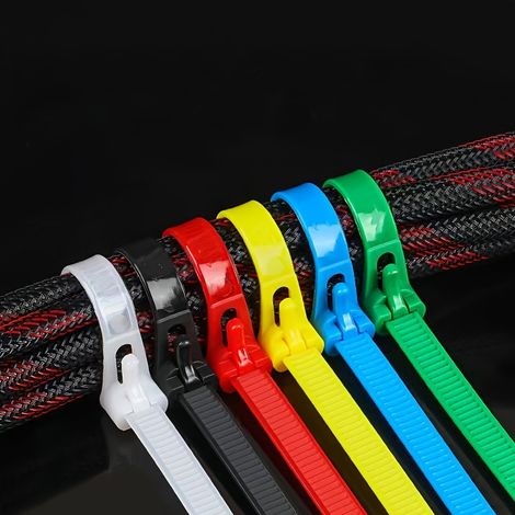 Lot de 100 colliers de serrage en nylon réutilisables et autobloquants (modèles assortis) — Pratiques, efficaces et sécurisés
