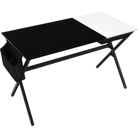 Scrivania per computer da 120cm, Scrivania da ufficio con cassetto e tasca portaoggetti laterale Nero (1/4)