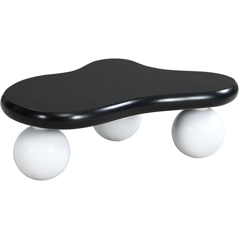 Table basse design forme nuage avec éclairage LED 16 couleurs, MDF noir et blanc, 95x62,5x32 cm (1/5)