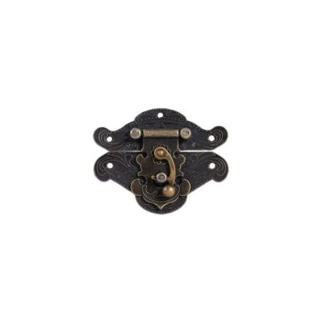 Chiusura a scatto in stile vintage con lucchetto a rilievo antico e viti per armadi decorativi, credenze, guardaroba, portagioie, scatole regalo, valigie o mobili, tonalità bronzo (XXS, confezione da 