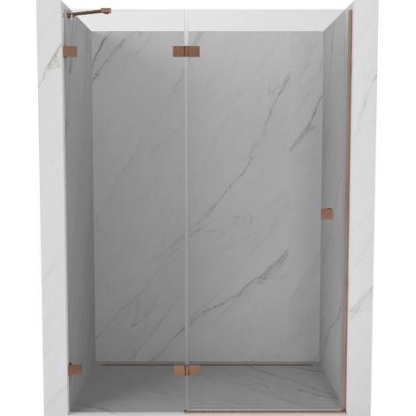 Mexen Lunar porte de douche pivotante gauche 135 cm, transparent, cuivre brossé - 834-135-000-65-00-L (1/5)