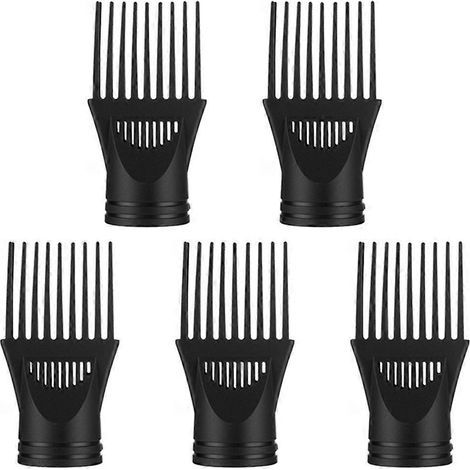 Lot de 5 peignes larges pour sèche-cheveux, embouts de rechange réutilisables.-13.00X6.00X5.00CM-Black (1/4)