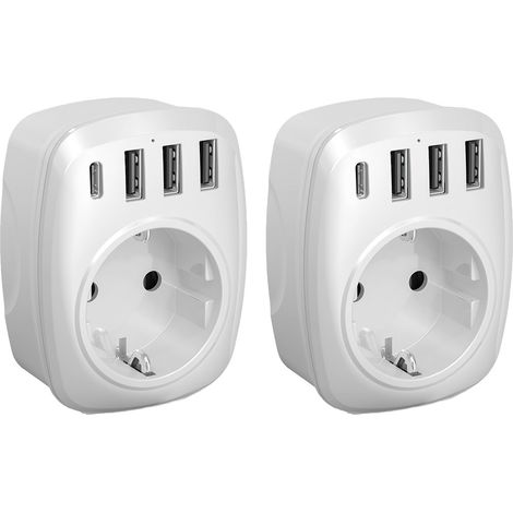 Lot de 2 adaptateurs voyage UE/US + 4USB - Voltman