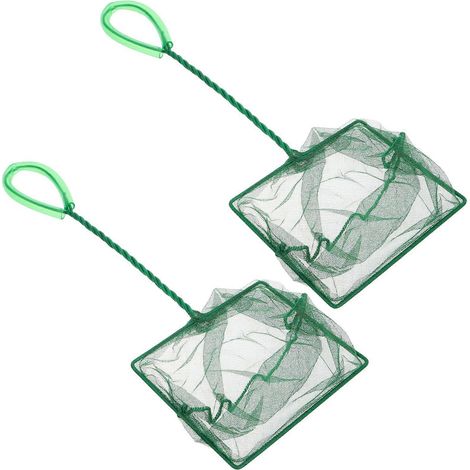 Ensemble de deux épuisettes pour aquarium, avec mailles fines et long manche, pour une capture et un nettoyage faciles et rapides. (1/5)