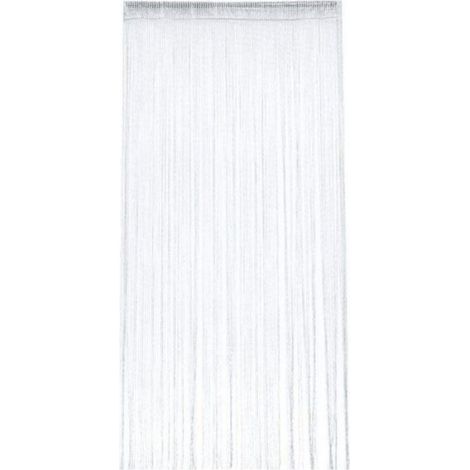 Rideau occultant anti-mouche - - 100x200 cm - Blanc - 100% polyester - Panneaux en corde - Lurex argenté (1/4)