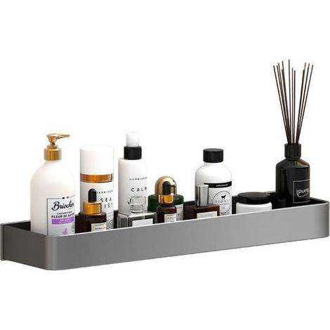 Etagere Douche,Rangement Douche sans Percage,Panier Salle de Bain en Aluminium,Rangement Douche Gris,Porte Shampoing Douche,Etagere sans Percer 30cm (1/3)