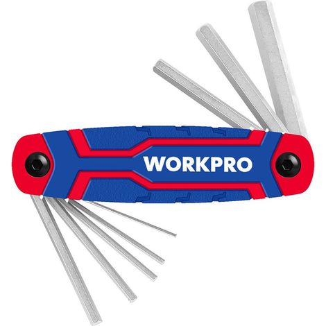 WorkPro Set di 8 chiavi a brugola pieghevoli (sistema metrico)