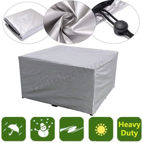 Housse pour mobilier de jardin - Housse pour ensemble table et chaises de jardin carrées - Imperméable, argentée