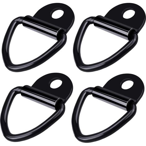 4 anillos de amarre de acero inoxidable resistentes para remolques, camiones, barcos y almacenamiento de cuerdas, color negro.