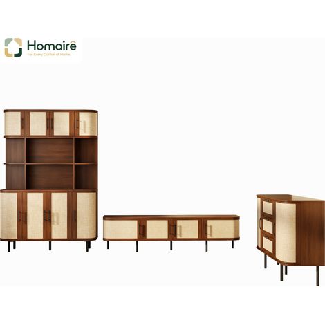 Buffet noyer avec rangement en mdf 120 x 20 x 180 cm HOMAIRE (1/5)