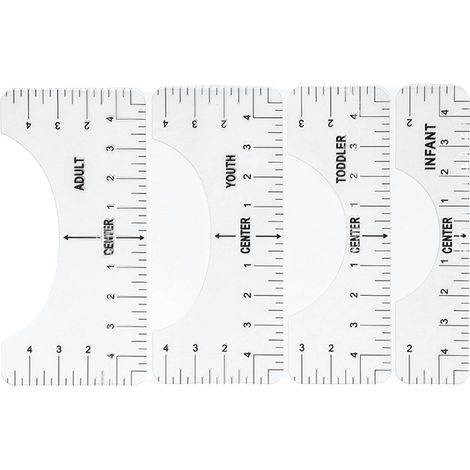 Lot de 4 règles T-shirt transparentes, équerres lisses en plastique, outil d'alignement pour domicile, mesure précise. (1/5)