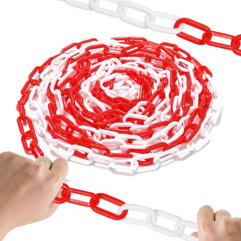 SWANEW Catena di avvertimento spessore 6 mm in plastica rossa e bianca per catene di sicurezza da 25 m (1/5)