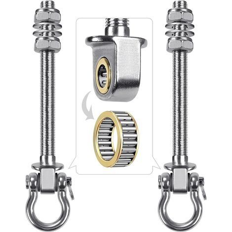 – Lot de 2 crochets de balançoire en acier inoxydable 304 – Pour poutres bois et métal jusqu'à 15 cm – Roulements pour oscillation douce (1/5)