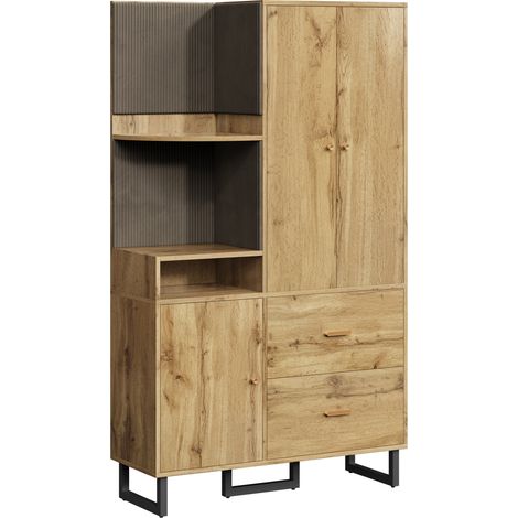 Armoire d’entrée compacte en MDF bois et noir 110 x 38 x 186 cm (1/5)