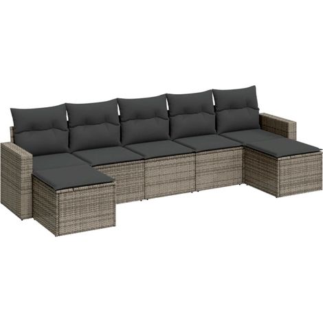 Maison Exclusive - 7-tlg. Garten-Sofagarnitur mit Kissen Grau Pol