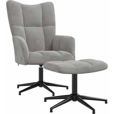 Maison Exclusive - Relaxsessel mit Hocker Hellgrau Samt