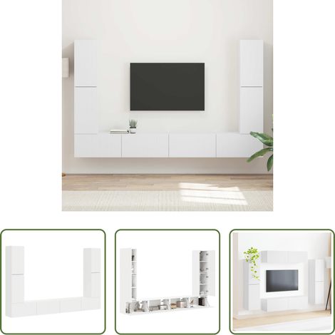 Rangement salon - Ensemble meuble TV 8 pcs Blanc Bois d'ingénierie (1/5)
