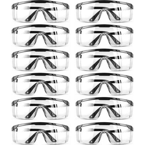 Lunettes de Protection, Lunettes Sécurité Réglables Lunette Anti Rayures Verres Transparents Bleu pour Les Lieux Travail Construction Bricolage Laboratoire Soudage(12pcs) (1/4)