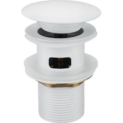 Garniture de vidage pour lavabo avec trop-plein, bonde de vidage, Pop Up Valve,Garniture de vidage universelle pour lavabo et plan de toilette (Blanc) (1/5)
