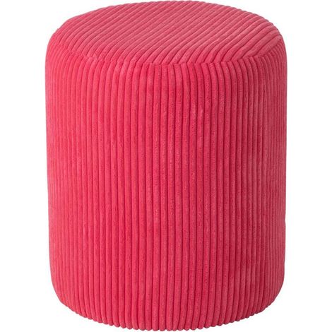 Pouf sgabello imbottito in velluto a coste 39x39x44 cm rosa fucsia (1/3)