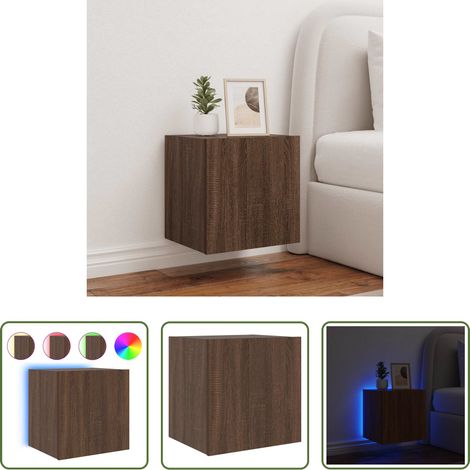 LED-Leuchten - TV-Wandschrank mit LED-Leuchten Braun Eichen-Optik 40,5x35x40cm (1/5)