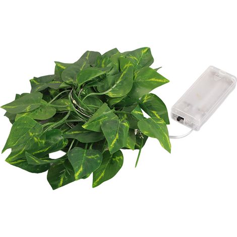 Guirlande de lierre artificiel avec guirlande lumineuse LED, cordon lumineux imitation rotin pour décoration intérieure et extérieure.