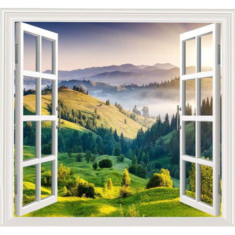 Tenture murale bohème herbe verte montagne décoration lit 150x130cm tapisserie murale paysage nature (1/5)