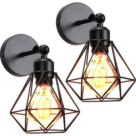 Set of 2 Vintage Industrial Indoor Wall Lights Ceiling Lights E27 Metal Industrial Wall Lamp Retro Adjustable 180° Wall Lighting Kitchen Living Room (2pcs) (1/5)