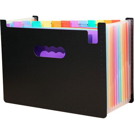 Trieur Document 13 Compartiments A4, Porte Document Avec Coloré Organiseur Organisateur De Bureau Classeur Trieur Rangement Dossier Classement Papier Administratif (Noir) (1/5)