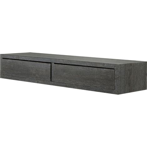 Mensola da parete con 2 cassetti soggiorno design moderno Domino Maxi - Marrone (1/5)