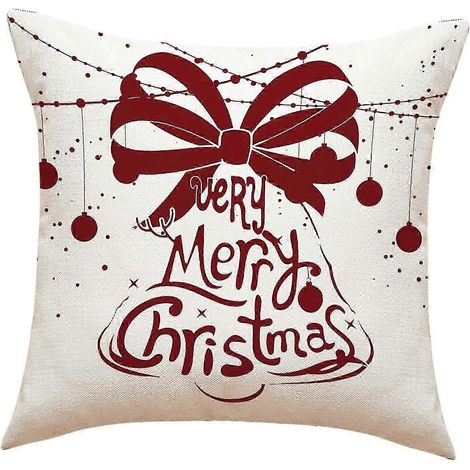 Housses de coussin de Noël 45 x 45 cm, décoration de Noël, housses de coussin décoratives, taies d'oreiller pour canapé, décoration intérieure de Noël-Bell (1/5)