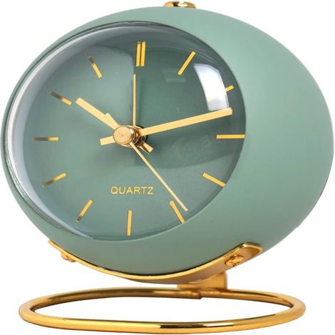 SHISEDECO Retro-Wecker mit Nachtlicht, kompakter batteriebetriebener Tischwecker für Zuhause und Büro (RN - Grün)