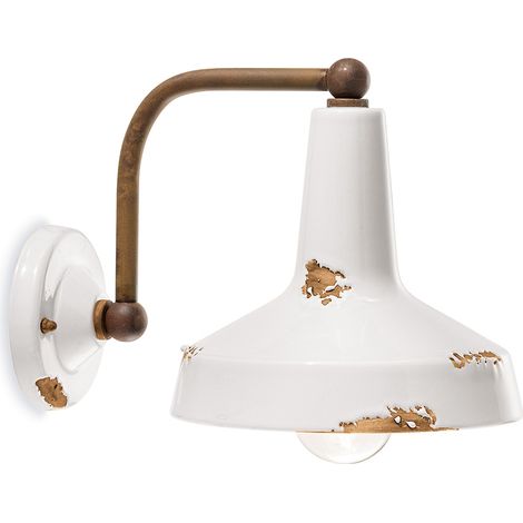 Applique Vintage Ceramica Bianca Curva 1 Luce E27 (1/3)