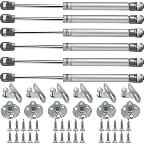 6 Pièces Verin Hydraulique Verin a Gaz 100N 10 kg Amortisseur Chocs Métal Vérin Hydraulique Verin Meuble avec Vis Verin de Coffre (1/4)