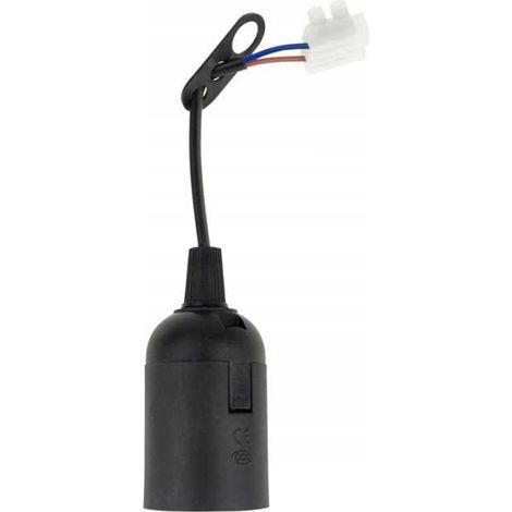 Portalámparas de plástico con casquillo E27 y colgante, color negro. (1/3)
