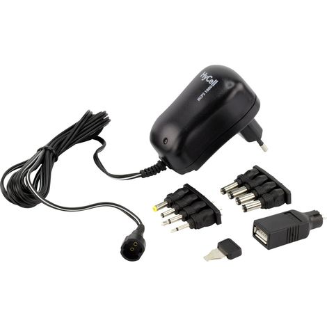 HyCell 1201-0007 Steckernetzteil, einstellbar 3 V/DC, 4.5 V/DC, 5 V/DC, 6 V/DC, 7.5 V/DC, 9 V/DC, 12