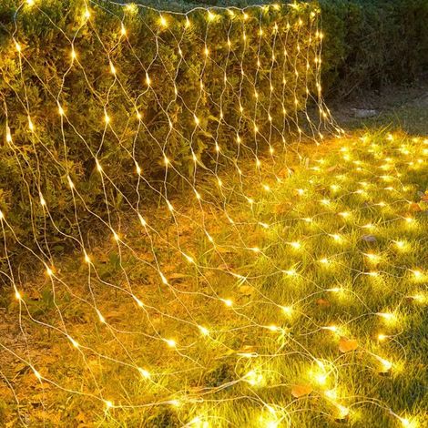 1 Guirlande lumineuse LED, filet 1.5x1.5m, 96 LED, blanc chaud, 8 modes, IP44, intérieur extérieur, Noël jardin