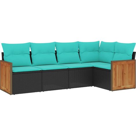 Maison Exclusive - 5-teiliges Gartensofa-Set mit Kissen, schwarze (1/5)