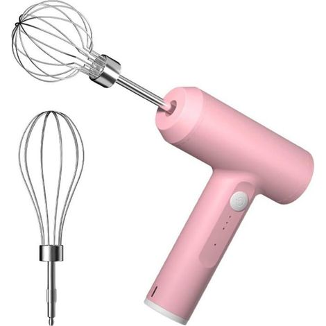 Batteur à œufs électrique - KZQ - Type C - 3 vitesses - Batterie 2000 mAh - Couleur Rose (1/4)