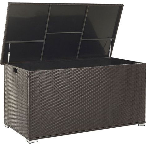 Outdoor Storage Box Brown Faux Rattan Garden Deck Cushion Chest 155 x 75 cm MODENA