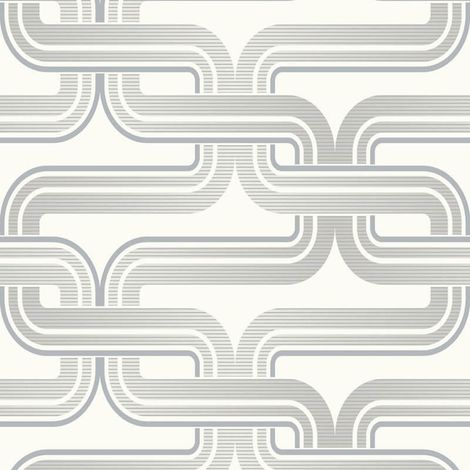 Arthouse Retro White Grey Link Chain 60s 70s Vintage Effect Wallpaper Geometric (1/4)
