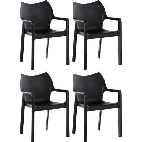 4er Set Gartenstühle Diva mit Armlehne schwarz (1/5)