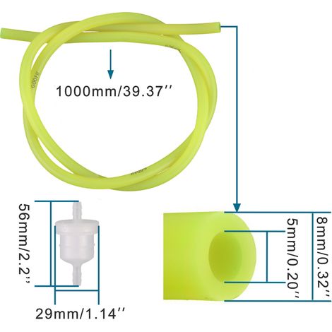 GOOFIT motorcycle carburetor fuel line with fuel filter retainer spring, 100cm long, 8mm outer diameter, 4mm inner diameter. (1/4)