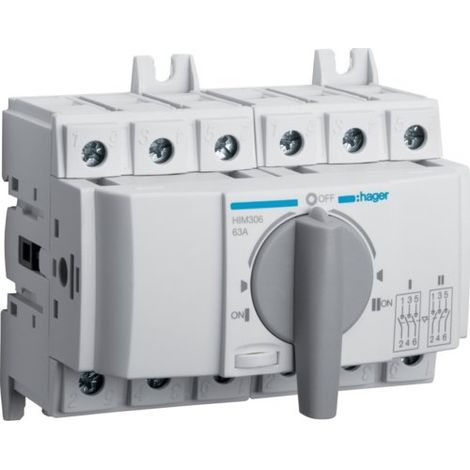 Interruptor rotativo modular I-0-II (red eléctrica-generador) 63A 3P HIM306